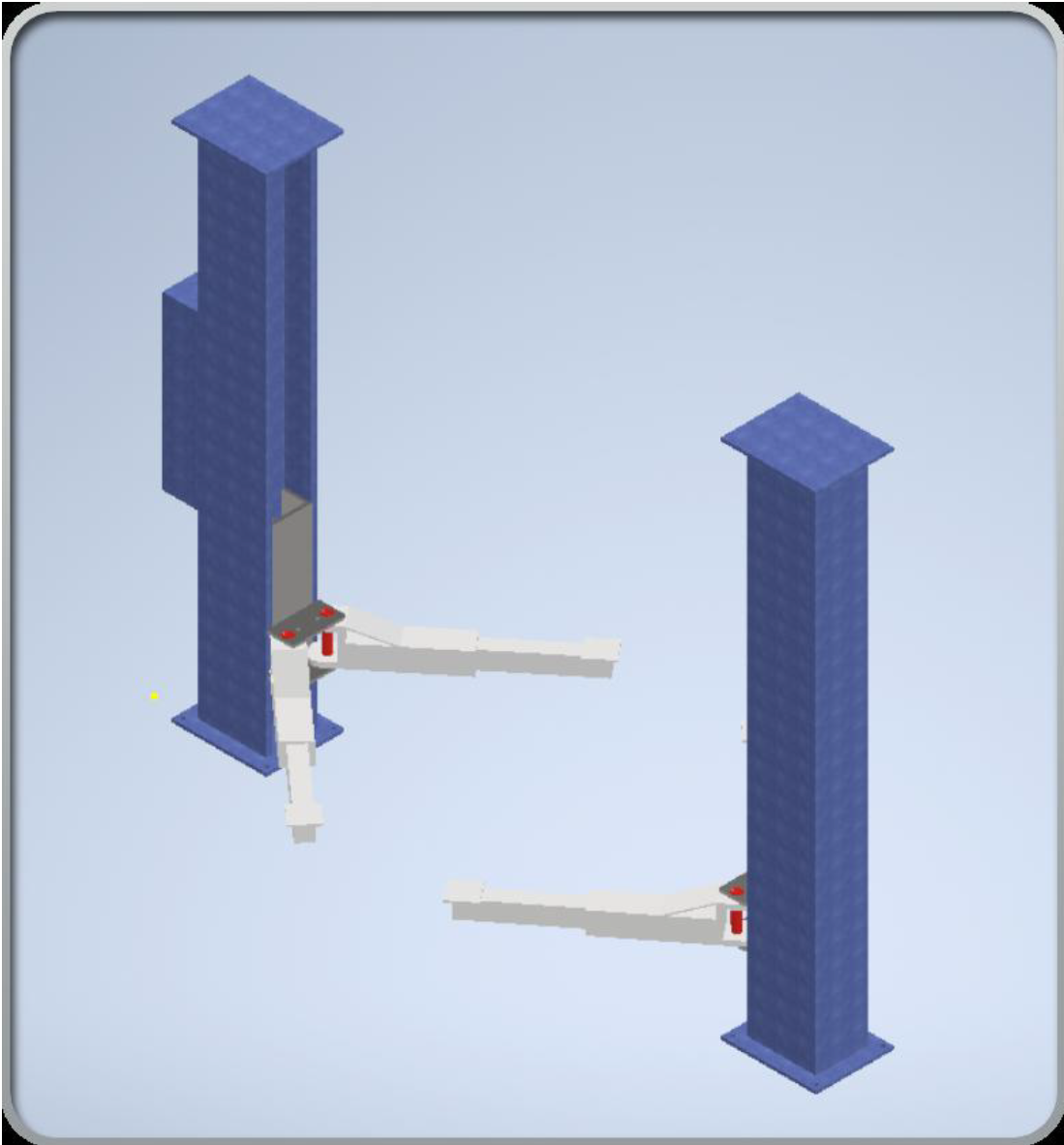 Hydraulic car lift — SolidWorks render of the scissor lift